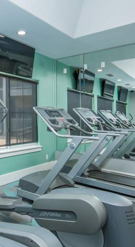 Fitness center at One Belmar Place in Lakewood,Colorado