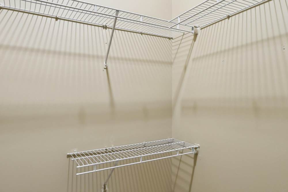 Walk-in closet with racks at Camden Park in Canton, Mississippi