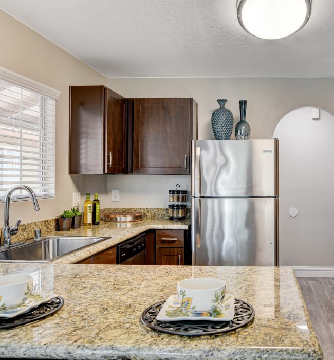 Model kitchen at Artisan Apartments in Las Vegas, Nevada