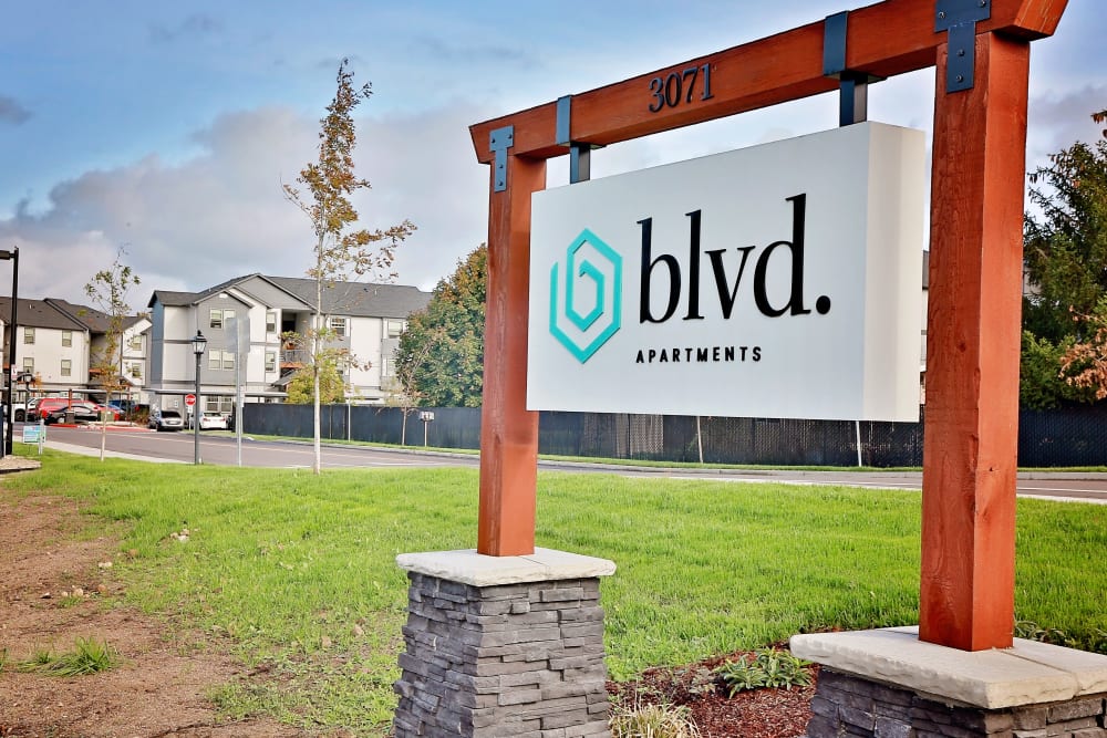 signage outside at The Boulevard in Philomath, Oregon