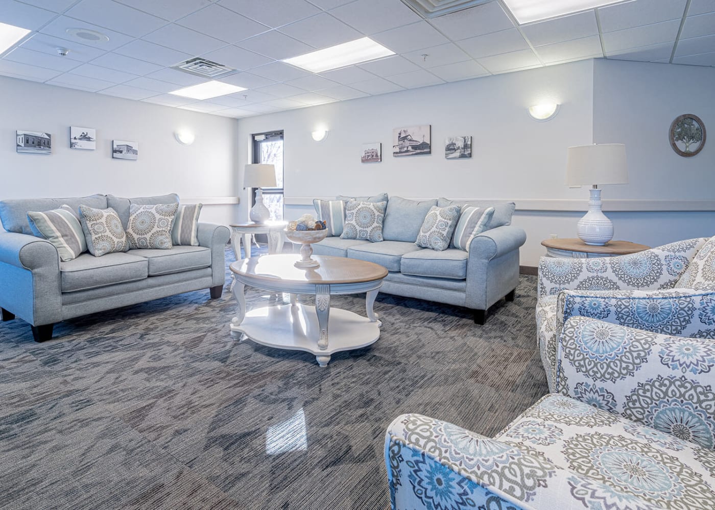 Cozy, inviting lounge at Traditions of Owatonna in Owatonna, Minnesota.
