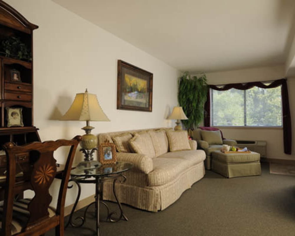 Spacious floor plans with a full living room at Willow Creek Senior Living in Elizabethtown, Kentucky.