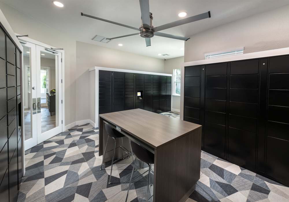 Mail room at Park Hacienda Apartments in Pleasanton, California