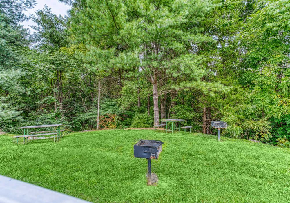 Grass community park with barbecue at Brannigan Village in Winston Salem, North Carolina