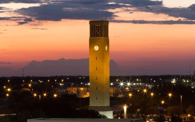 College Station, Texas at dusk near Willowick Apartments
