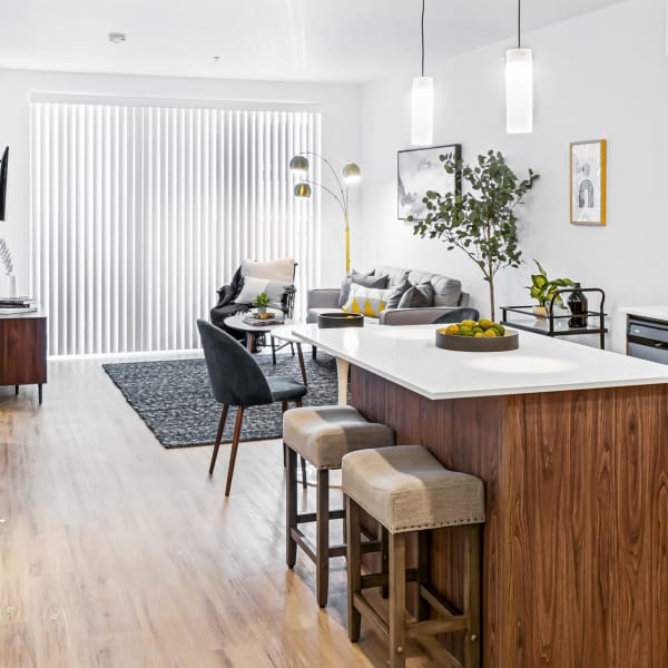 Apartment living room at The Verge in Auburn, Washington