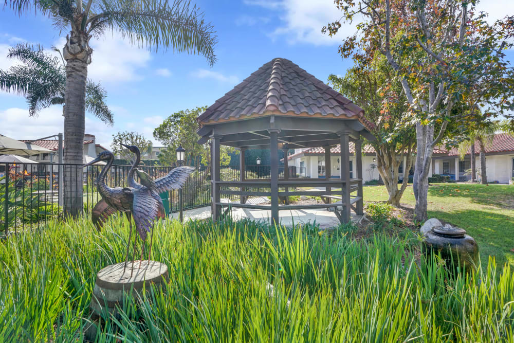 Gazebo in outdoor courtyard at Huntington Terrace in Huntington Beach, California