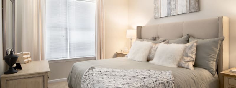 Bright master bedroom at The Royal Belmont in Belmont, Massachusetts