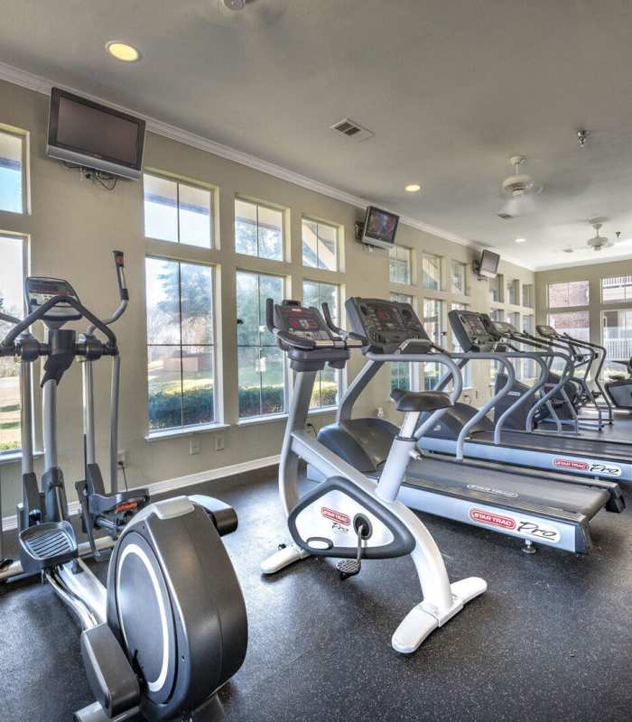 Community gym at Creekside At Legacy in Plano, Texas