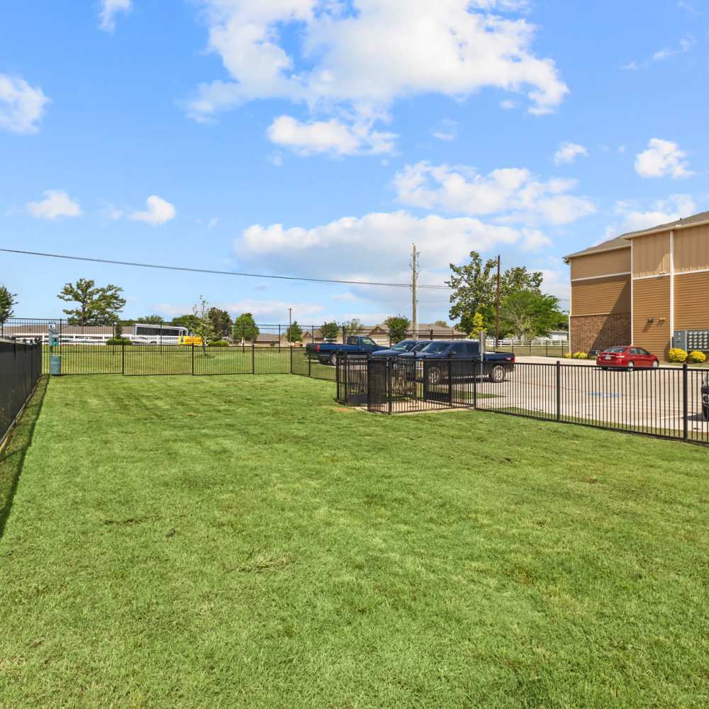 Dog park with green grasses at Deer Park in Athens, Texas