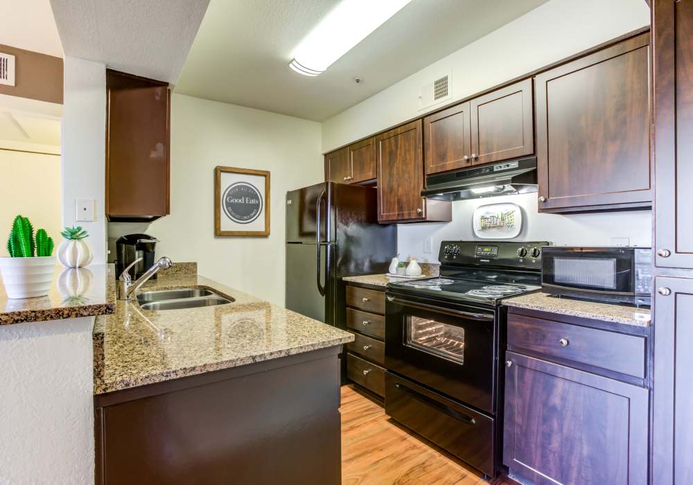 Fully equipped kitchen at Cabrillo Apartments in Scottsdale, Arizona, 