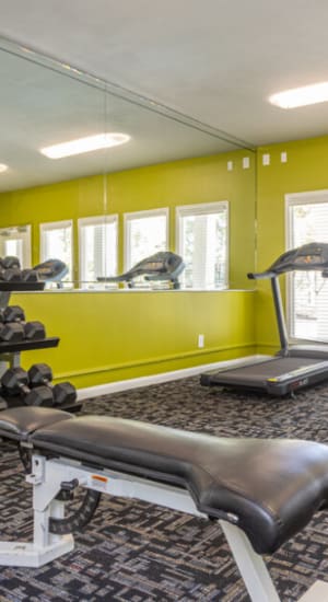 Fitness center at The Abbey at Riverchase in Hoover, Alabama