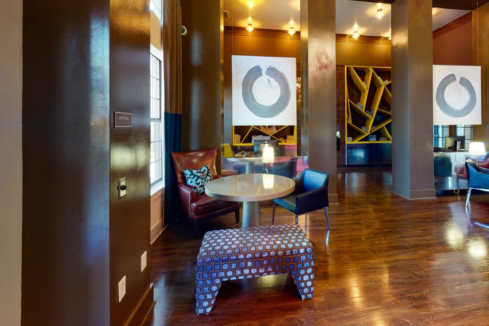 Luxuriously furnished lobby interior at The Hawthorne in Jacksonville, Florida