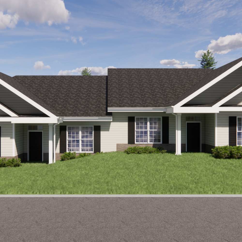 Community exterior with green lawn at The Pointe at Loudon in Loudon, Tennessee