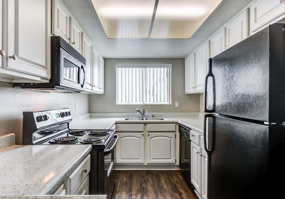 Fully-equipped kitchen at Legacy at Westglen in Glendale, California, 