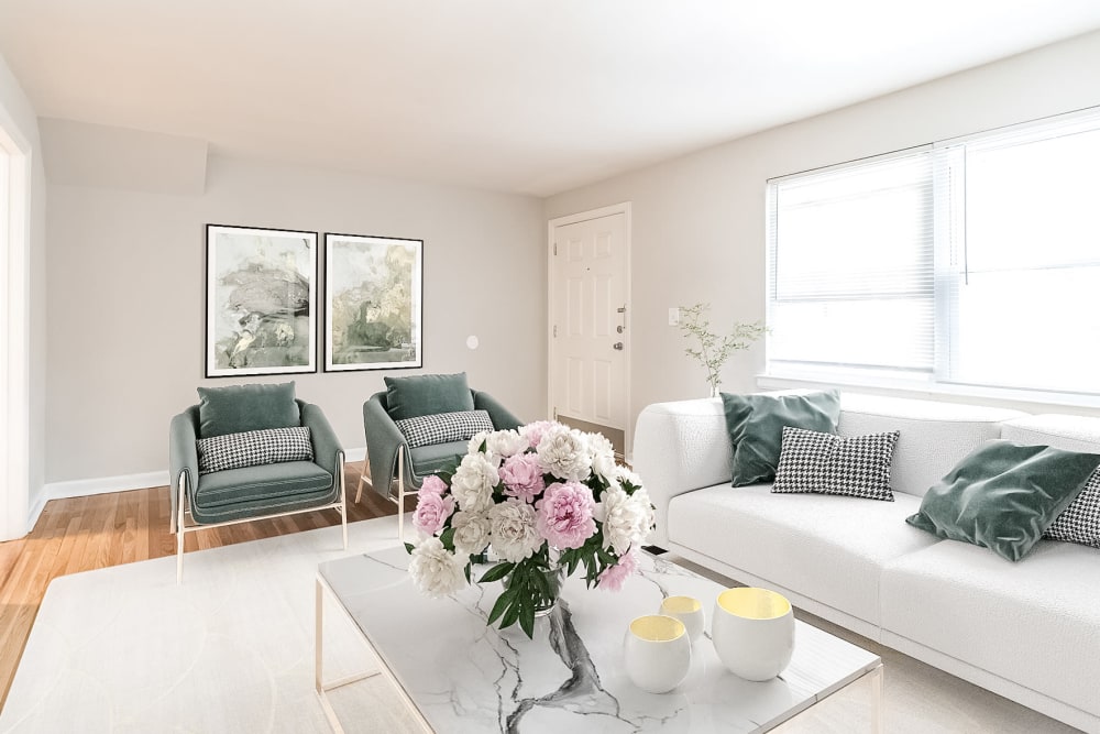 Spacious living room in Eagle Rock Apartments at Maplewood in Maplewood, New Jersey