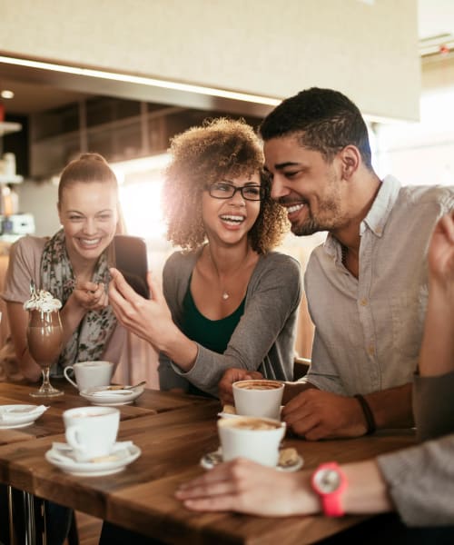 Residents out for coffee near Avoca Dublin Station in Dublin, California