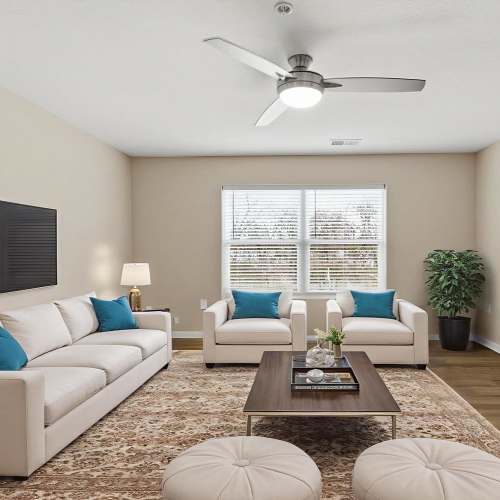 Beautiful living room at Granville Woods Lofts in Columbus, Ohio
