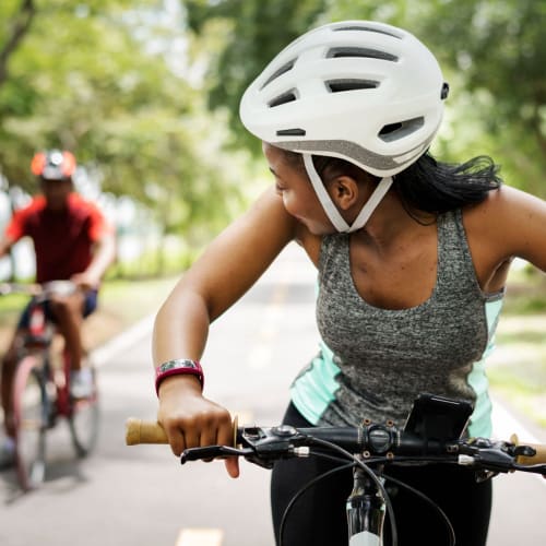 Residents biking near  Shasta Terrace in Vacaville, California