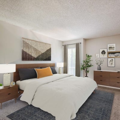 Peaceful and spacious bedroom at The Villas at Woodland Hills in Woodland Hills, California