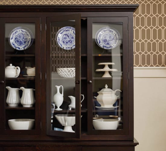 China hutch at Amira Choice Roseville at Lexington in Roseville, Minnesota. 