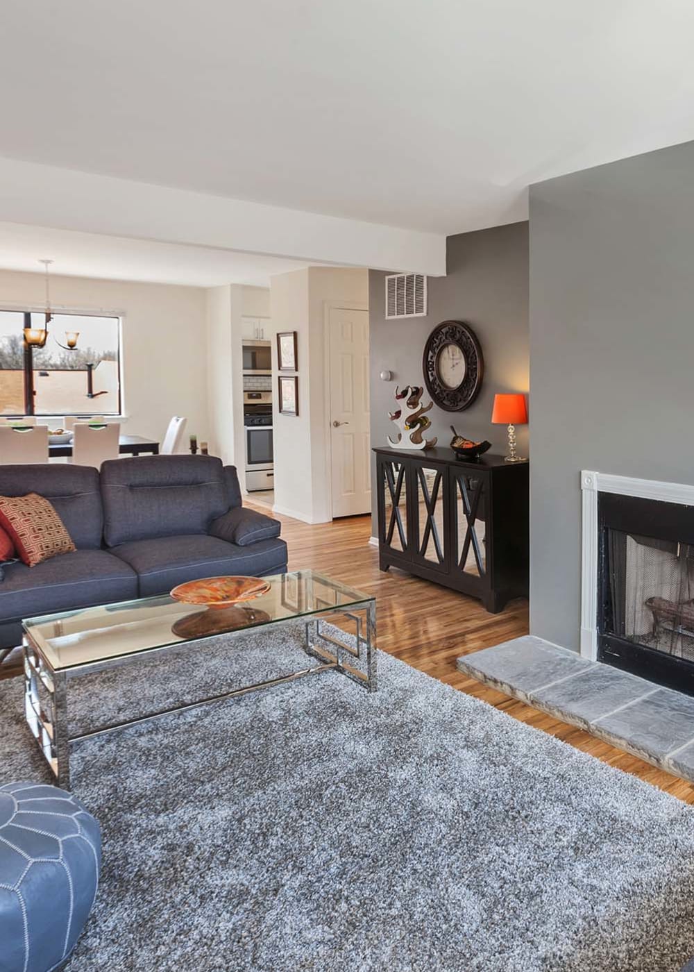Living room of a model home at Overlook at Flanders in Flanders, New Jersey