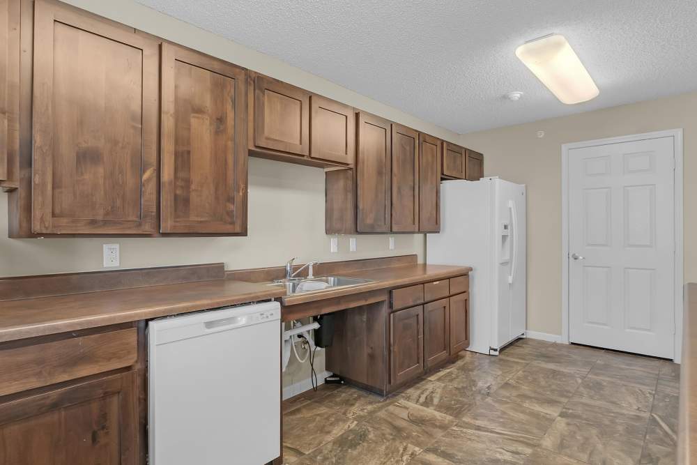 Clubhouse kitchen at Hartford Villas in Broken Arrow, Oklahoma