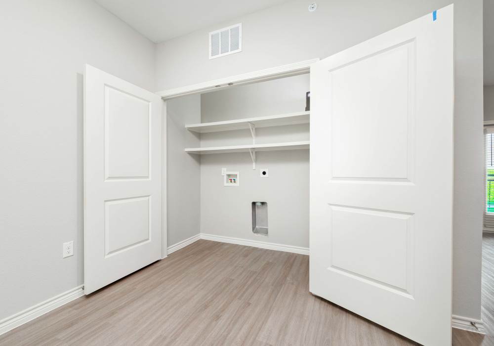 Spacious closet with shelving at Redwood in San Marcos, Texas