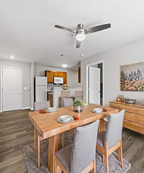 Dining area at Granville Woods Lofts in Columbus, Ohio