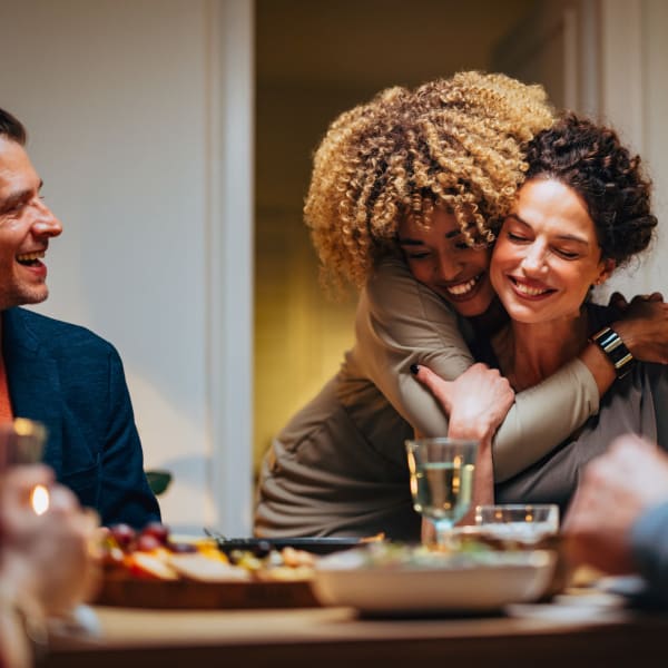 Residents host a family dinner ta Commons on Potomac Square, Sterling, Virginia