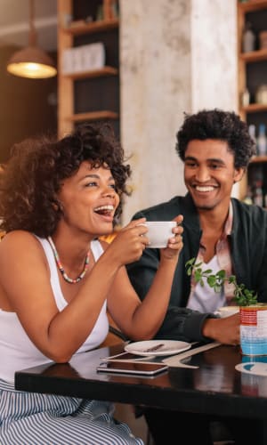 Residents having coffee together near Pecan Ridge in Waco, Texas