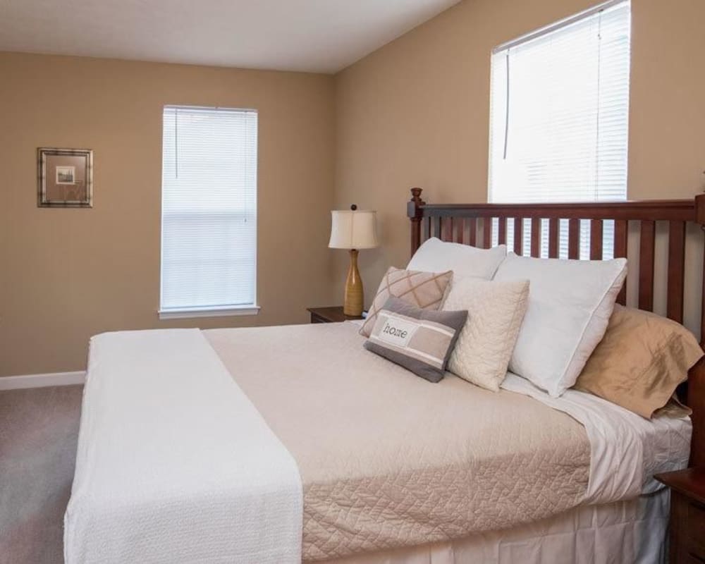 Model bedroom at Main Street Apartments in Huntsville, Alabama