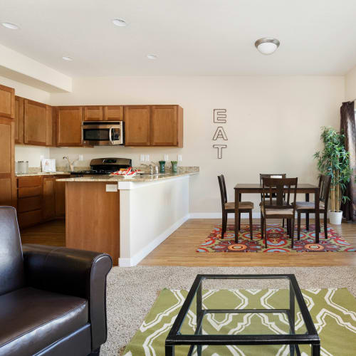 Designer Wood Cabinets in a model home at Olympus at the District in South Jordan, Utah