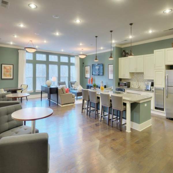 Community kitchen at Ascent Residential in Montgomery, Alabama