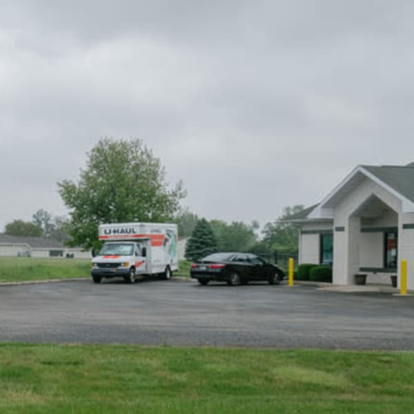 A U-Haul truck parked in front of StayLock Storage in Muncie, Indiana