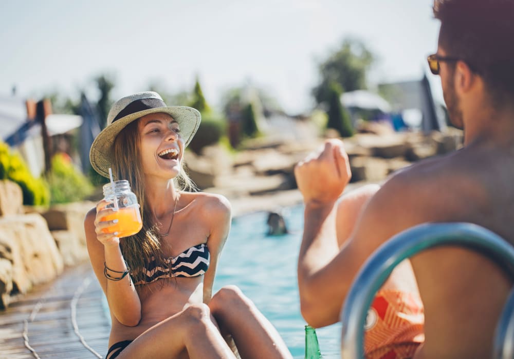 Residents enjoying another sunny day at the pool at Sofi Sunnyvale in Sunnyvale, California