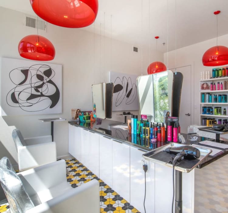 Wellness area with hair salon at Macallan at Ross in Dallas, Texas