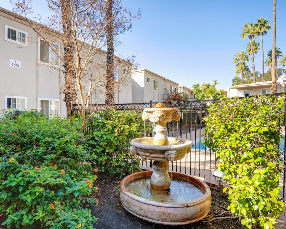 Fountain outside of pool at Lakeshore Apartments in Concord, California