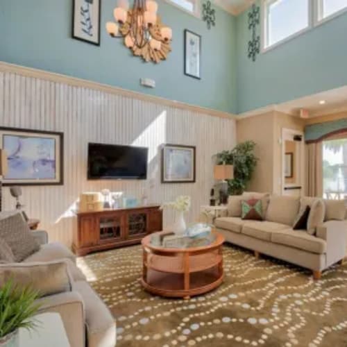 Seating area in the clubhouse at Tattersall Village in Hinesville, Georgia