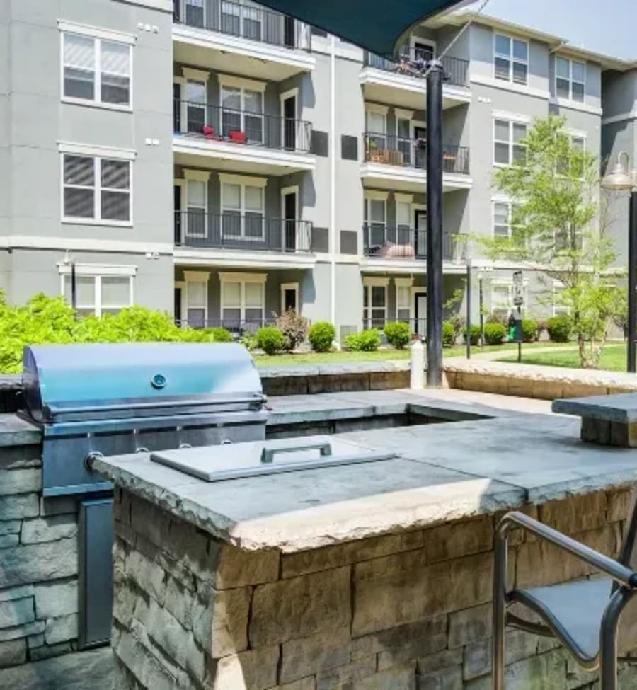 Outdoor cooking station at The Landing at St. Louis in Saint Louis, Missouri