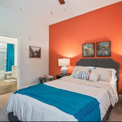 Modern bedroom at Lodge at Lake Wylie in Lake Wylie, South Carolina