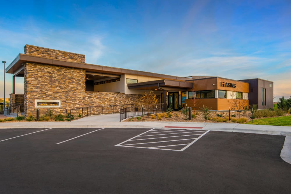 Exterior of the Leasing Office at Strata Apartments in Denver, Colorado