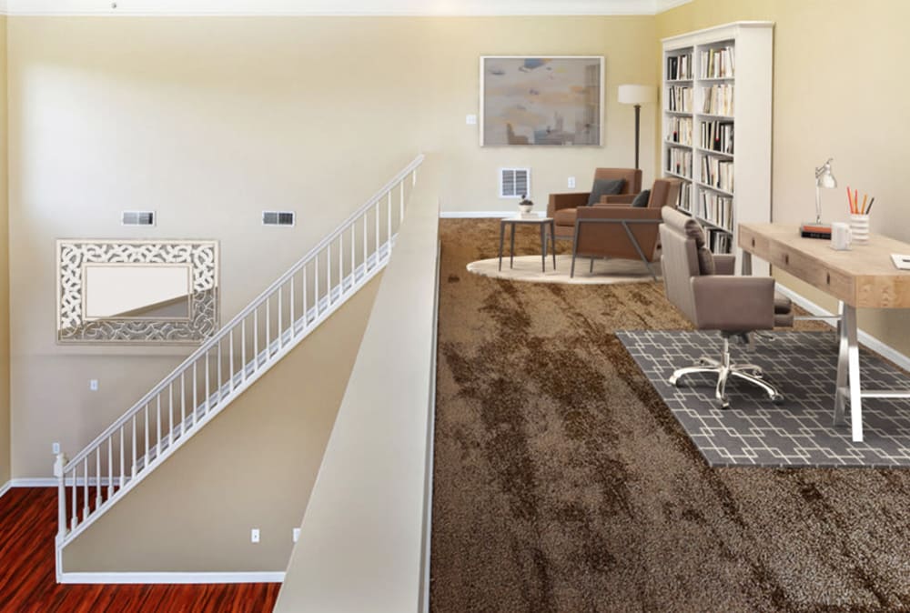 Upstairs loft area at The Waterfront Apartments & Townhomes in Munhall, Pennsylvania