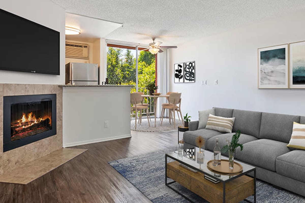 Apartment with fireplace at The Ruby Hollywood, Los Angeles, California