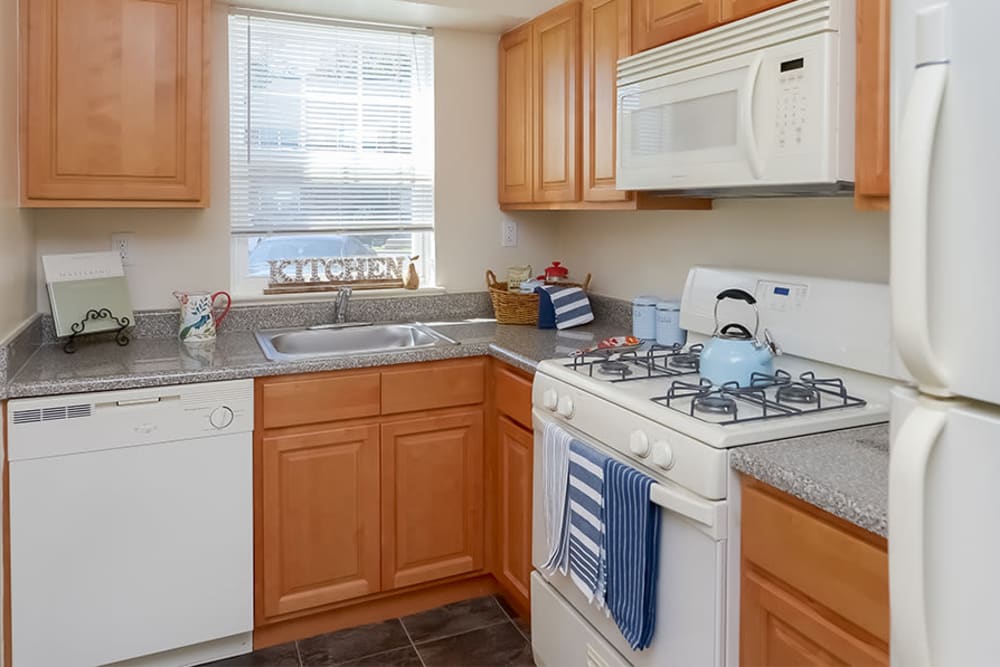 Model kitchen at Nieuw Amsterdam Apartment Homes in Marlton, New Jersey