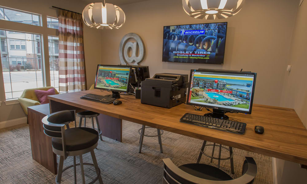 Computer area at Villas of Waterford Apartments in Wichita, Kansas