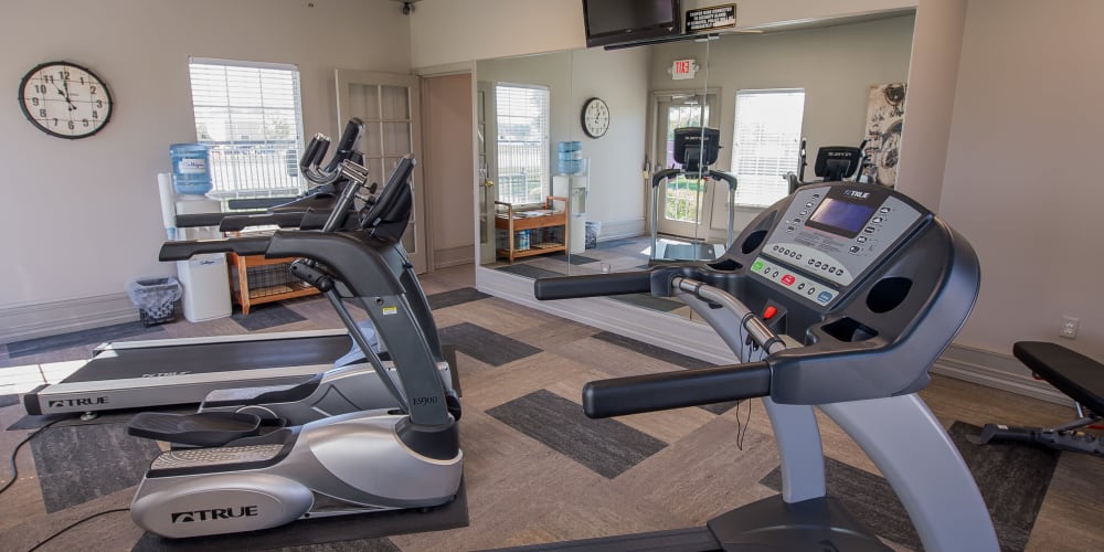 Fully equipped fitness center at The Remington Apartments in Wichita, Kansas