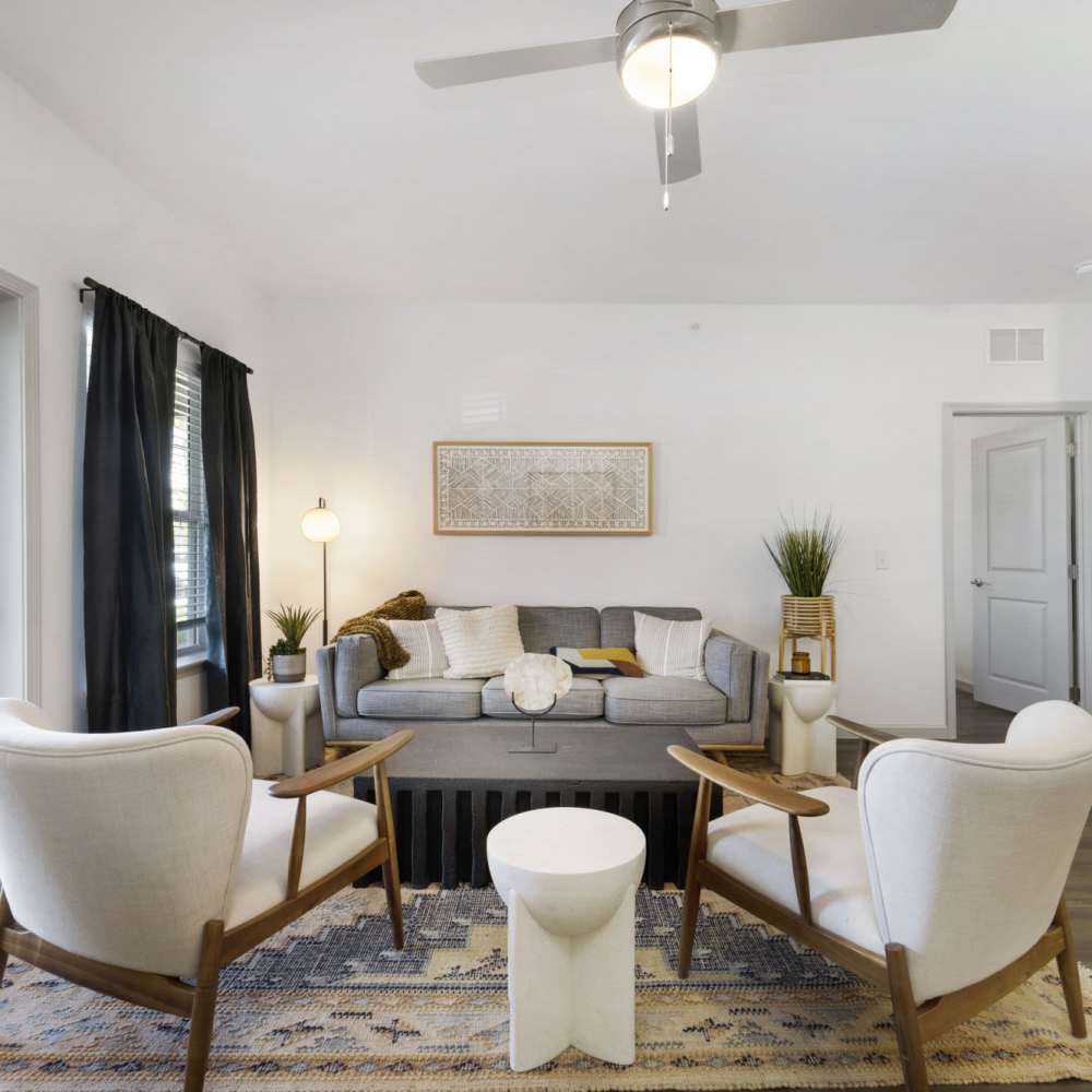 Living room at The Warrick in Nashville, Tennessee