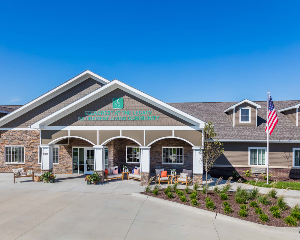 Main entrance to our community at Edencrest at The Legacy in Norwalk, Iowa.