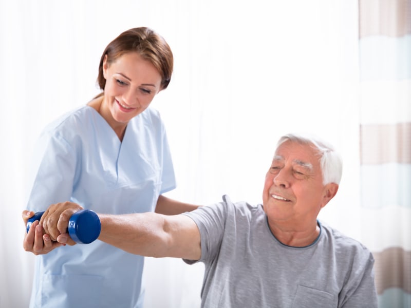 Resident having a physical therapy lesson at Geneva Lake Manor in Lake Geneva, Wisconsin